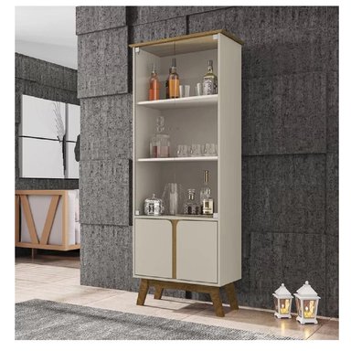 VITRINA MULTIUSOS TU MESITA MARSELLA COLOR BLANCO/ROBLE 4 PUERTAS