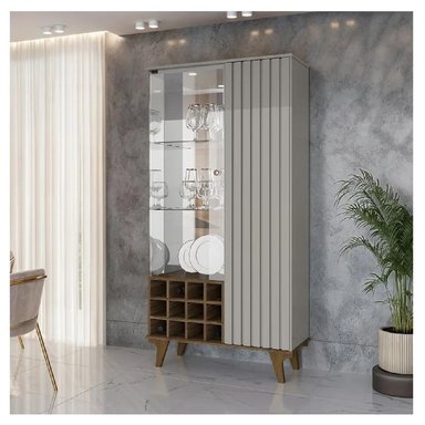 VITRINA PORTAVINOS TU MESITA LISSY COLOR GRIS/MARRÓN 2 PUERTA