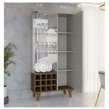 VITRINA PORTAVINOS TU MESITA LISSY COLOR GRIS/MARRÓN 2 PUERTA - 2