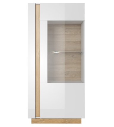 VITRINA CONTEMPORÁNEA BRENDA 1 PUERTA COLOR BLANCO/DUNA TU MESITA