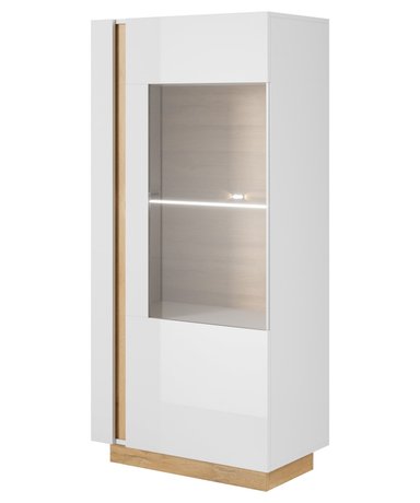 VITRINA CONTEMPORÁNEA BRENDA 1 PUERTA COLOR BLANCO/DUNA TU MESITA - 2