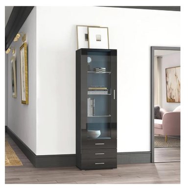 VITRINA MULTIUSOS TU MESITA KITUS COLOR NEGRO 1 PUERTA 3 CAJONES