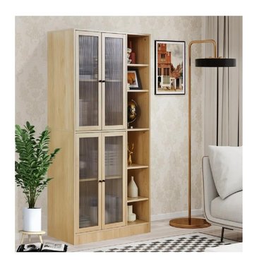 VITRINA CLÁSICA TU MESITA MERLÍN COLOR DUNA 4 PUERTAS CON REPISAS