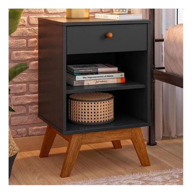 MESA DE NOCHE VELADOR JESSICA TU MESITA MELAMINA 18MM COLOR NEGRO 1 CAJÓN