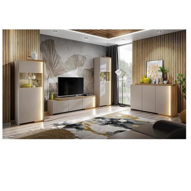 VITRINA MODERNA TU MESITA FABY COLOR BLANCO/DUNA 1 PUERTA