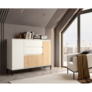 APARADOR CLÁSICO ANGELO 4 PUERTAS 2 CAJONES TU MESITA COLOR BLANCO/DUNA