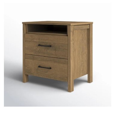 MESA DE NOCHE VELADOR AMBER TU MESITA MELAMINA 18MM COLOR MARRÓN 2 CAJONES