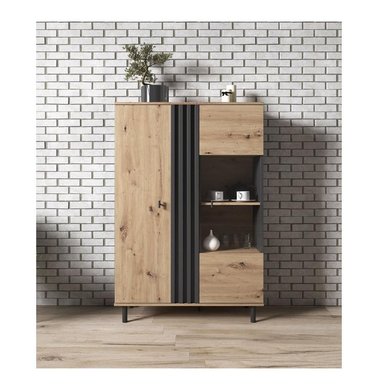 VITRINA MODERNA TU MESITA JACABO COLOR NEGRO/MARRÓN 2 PUERTAS