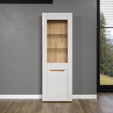 VITRINA ALTA MODERNA PRAGA COLOR BLANCO 1 PUERTA TU MESITA