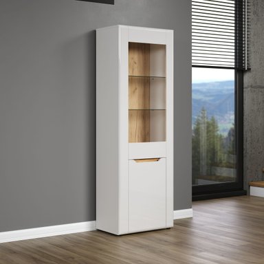 VITRINA ALTA MODERNA PRAGA COLOR BLANCO 1 PUERTA TU MESITA - 2