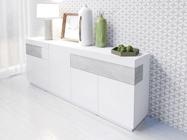 APARADOR LARGO KATAMARINA 4 PUERTAS 2 CAJONES TU MESITA COLOR BLANCO/GRIS