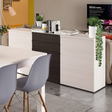 APARADOR CONTEMPORÁNEO RENÉ 2 CAJONES 3 PUERTAS TU MESITA