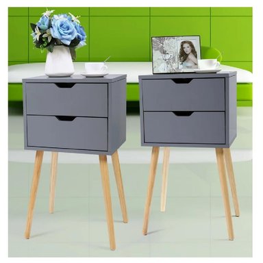 VELADOR VINTAGE TU MESITA MIRIAM MELAMINA 18MM 2 CAJONES COLOR GRIS OSCURO