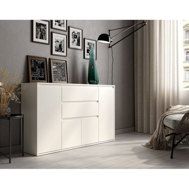 APARADOR RECIBIDOR RODRIGO 4 PUERTAS 2 CAJONES TU MESITA COLOR BLANCO