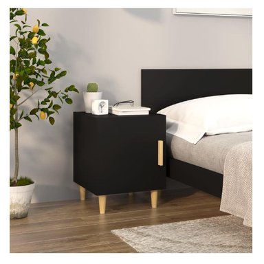 VELADOR MESA DE NOCHE MALIBÚ TU MESITA COLOR NEGRO 1 PUERTA MELAMINA 18MM