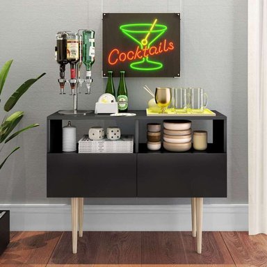 APARADOR VAJILLERO PRÁCTICO CAMERON COLOR NEGRO TU MESITA