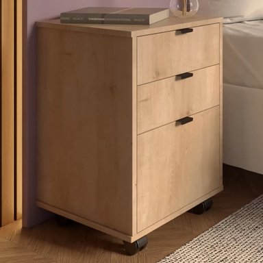 VELADOR MESA DE NOCHE RODIZIO CON RUEDAS COLOR NATURAL TU MESITA