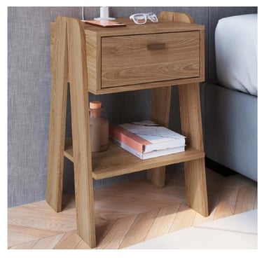 MESA DE NOCHE MODERNA TU MESITA RAQUIEM MELAMINA 18MM 1 CAJÓN COLOR MARRÓN - 1