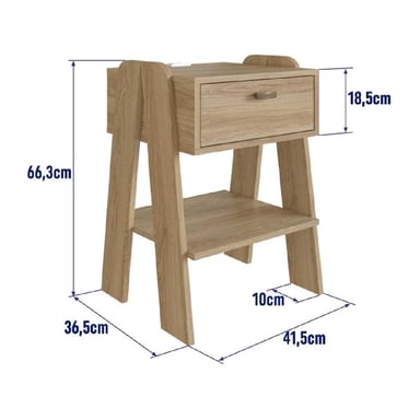 MESA DE NOCHE MODERNA TU MESITA RAQUIEM MELAMINA 18MM 1 CAJÓN COLOR MARRÓN - 3