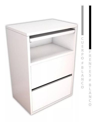 VELADOR MESA DE NOCHE ATACAMA CON DESAYUNADOR COLOR BLANCO TU MESITA