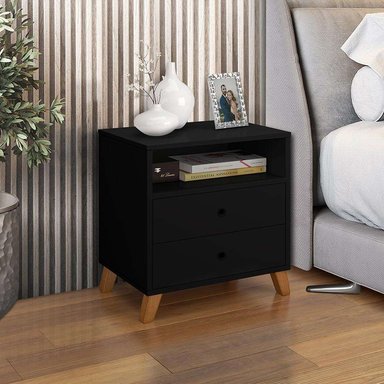 VELADOR CLÁSICO 2 CAJONES CONÁN COLOR NEGRO TU MESITA