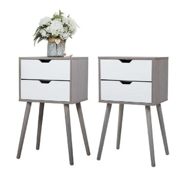 VELADOR VINTAGE TU MESITA MIRIAM MELAMINA 18MM 2 CAJONES COLOR GRIS OSCURO/BLANCO