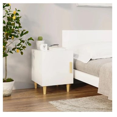 VELADOR MESA DE NOCHE MALIBÚ TU MESITA COLOR BLANCO 1 PUERTA MELAMINA 18MM