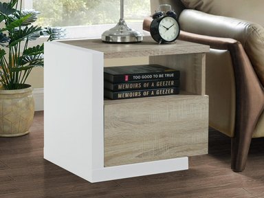 VELADOR MESA DE NOCHE ISIS COLOR GRIS/BLANCO 1 CAJÓN TU MESITA