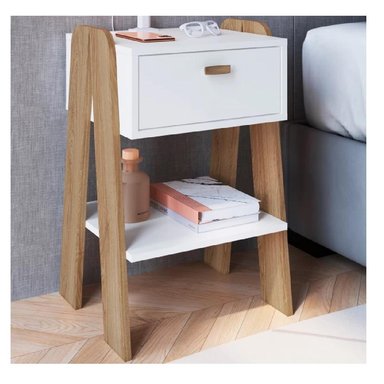 MESA DE NOCHE MODERNA TU MESITA RAQUIEM MELAMINA 18MM 1 CAJÓN COLOR BLANCO/MARRÓN