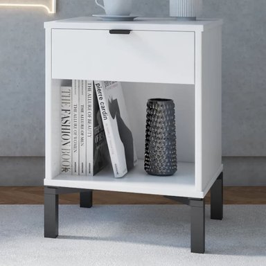 VELADOR MESA DE NOCHE MORGAN COLOR BLANCO TU MESITA 1 CAJÓN