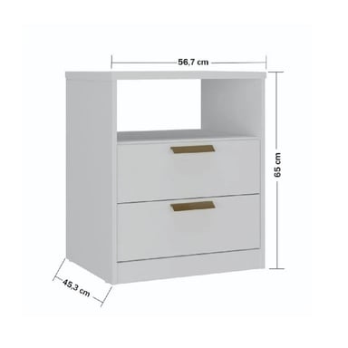 MESA DE NOCHE FERMÍN TU MESITA MELAMINA 18MM COLOR BLANCO 2 CAJONES - 2