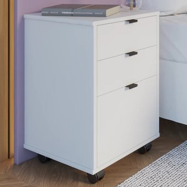 VELADOR MESA DE NOCHE RODIZIO CON RUEDAS COLOR BLANCO TU MESITA