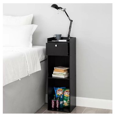 MESA DE NOCHE LEONEL TU MESITA EN MELAMINA 18MM COLOR NEGRO 1 CAJÓN