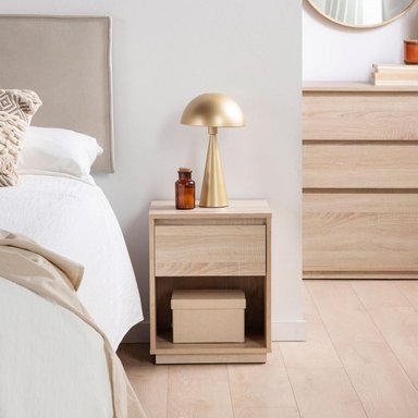 MESA DE NOCHE VELADOR DIBU TU MESITA MELAMINA 18MM 1 PUERTA COLOR MARRÓN