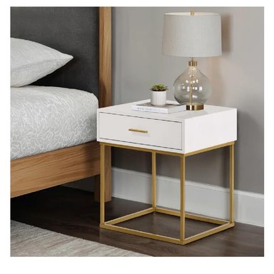 VELADOR MESA DE NOCHE MARKS TU MESITA MELAMINA 18MM BASE DE METAL COLOR BLANCO