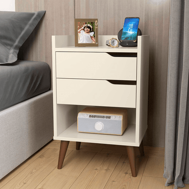 VELADOR MODERNO VIDAL BLANCO 2 CAJONES