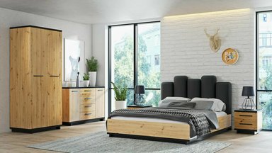 VELADOR MESA DE NOCHE RONY 2 CAJONES TU MESITA COLOR DUNA/NEGRO