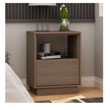 MESA DE NOCHE MULTIUSOS TU MESITA FALCON MELAMINA 18MM 1 CAJÓN COLOR GRIS OSCURO