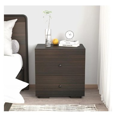 MESA DE NOCHE RITZ TU MESITA MELAMINA 18MM COLOR MARRÓN OSCURO 2 CAJONES
