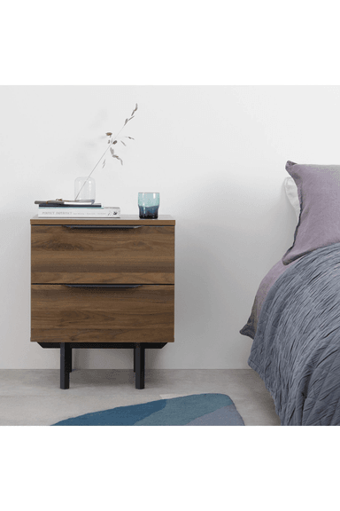 VELADOR MESA DE NOCHE TOM COLOR MARRÓN 2 CAJONES TU MESITA