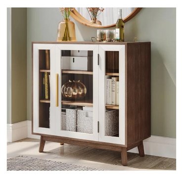 VITRINA BAJA TU MESITA MAINOR COLOR MARRÓN/BLANCO 1 PUERTA