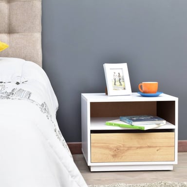 VELADOR MODERNO 1 CAJÓN ARIES COLOR BLANCO/DUNA TU MESITA - 1