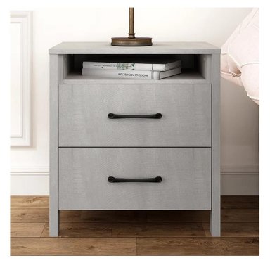 MESA DE NOCHE VELADOR AMBER TU MESITA MELAMINA 18MM COLOR GRIS CLARO 2 CAJONES