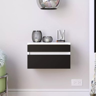 VELADOR FLOTANTE CELINE CON DESAYUNADOR COLOR BLANCO/NEGRO TU MESITA