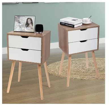 VELADOR VINTAGE TU MESITA MIRIAM MELAMINA 18MM 2 CAJONES COLOR MARRÓN/BLANCO