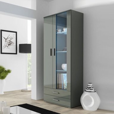 VITRINA CLÁSICA SASHA 2 PUERTAS 2 CAJONES TU MESITA COLOR GRIS