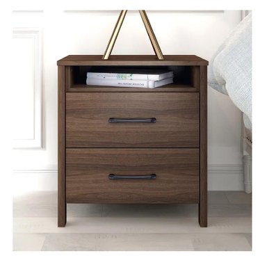 MESA DE NOCHE VELADOR AMBER TU MESITA MELAMINA 18MM COLOR MARRÓN OSCURO 2 CAJONES