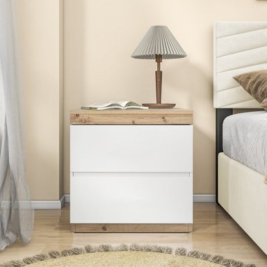 VELADOR MESA DE NOCHE MAGIC COLOR BLANCO/DUNA 2 CAJONES TU MESITA