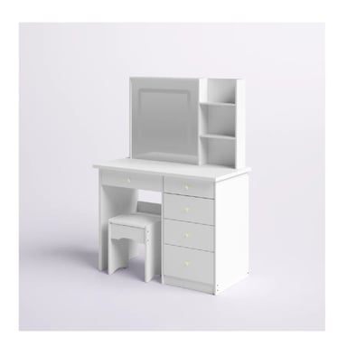 TOCADOR JUVENIL TU MESITA JISA COLOR BLANCO 5 CAJONES ESPEJO LED - 3