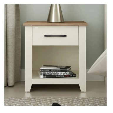 MESA DE NOCHE VELADOR XENNA TU MESITA MELAMINA 18MM 2 CAJONES COLOR BLANCO/ROBLE